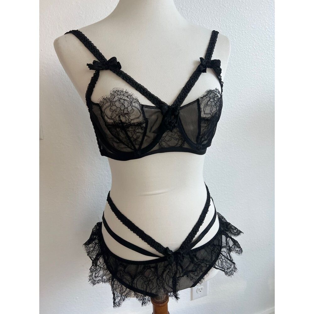 RARE Agent Provocateur ALINA Bra & Brief Lingerie Set 36D/AP 4 BNWT